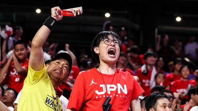 Japan’s fans are certain to create a raucous atmosphere for the crucial match against the Boomers. Picture: Getty