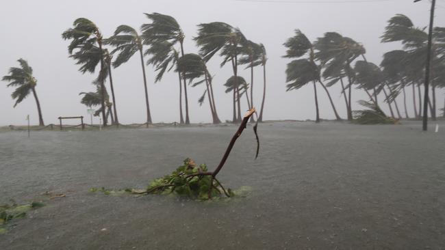 A normally dry park at Bowen was completely underwater yesterday. Picture: Lyndon Mechielsen/The Australian