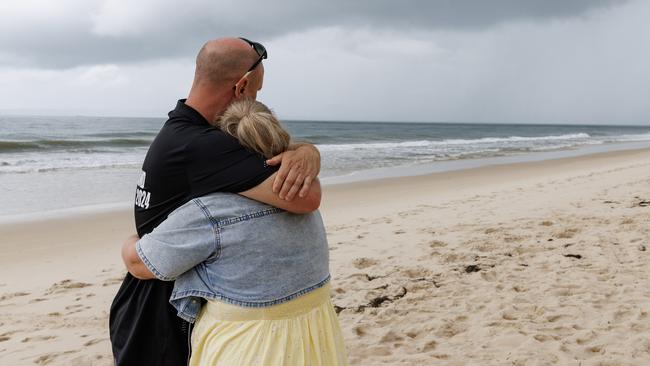 Steve and Renee Zmuda who lost their daughter Charlize to a shark attack at Woorim Beach on Bribie Island. Picture Lachie Millard