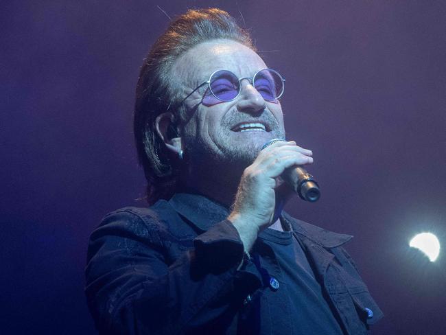 Irish lead singer of rock band U2, Bono performs in Berlin, on August 31, 2018. Picture: Paul Zinken/AFP