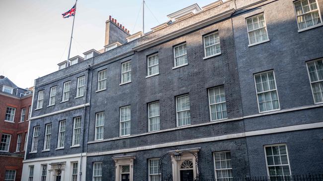 A Union flag flies over Numbers 11 and 10 Downing Street, where Britain's Prime Minister Boris Johnson is self-isolating. Picture: Tolga Akmen/AFP