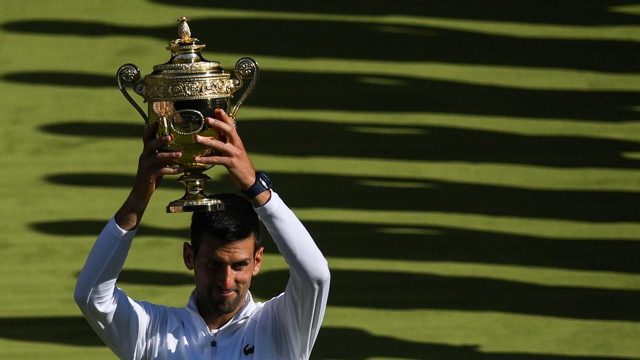 Novak Djokovic was too good for Kyrgios in the 2022 Wimbledon final. (Photo by Daniel LEAL / AFP)