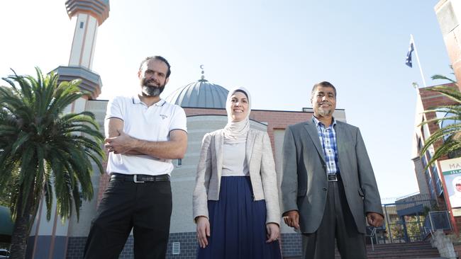 Pictured on the left, Dr Ziad Basyouny stands outside the Malek Fahd Islamic School in Greenacre in 2017.