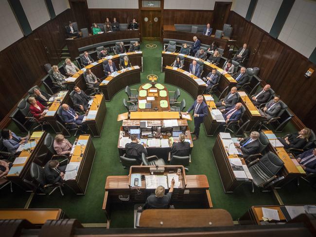 All members of the house of assembly in the Tasmanian parliament after the 2024 state election.  Question time in the Tasmanian Parliament. Picture: Chris Kidd