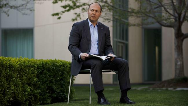 Treasurer Josh Frydenberg at Parliament House in Canberra, ahead of delivering Tuesday’s crisis budget. Picture: Sean Davey.