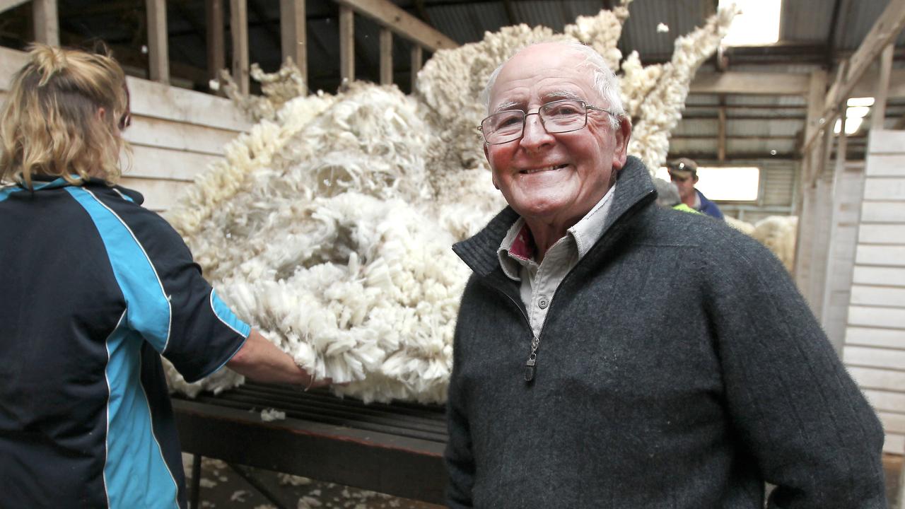 Bob Rollinson during shearing at Concordia in the Mysia district of Central Victoria in 2017. Picture: File (Dale Webster)