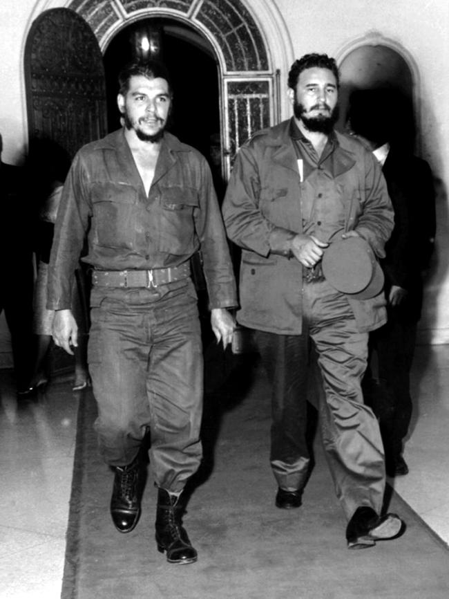 Argentine-born revolutionary figure Ernesto "Che" Guevara with Cuban leader Fidel Castro in Havana's famous "1830" restaurant four years after he and Fidel led the revolution that toppled Cuban dictator Fulgencio Batista. Picture: AFP