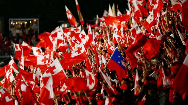 Tonga fans show their support during the Test match against Australia at Mt Smart Stadium in Auckland. PIcture: Getty Images