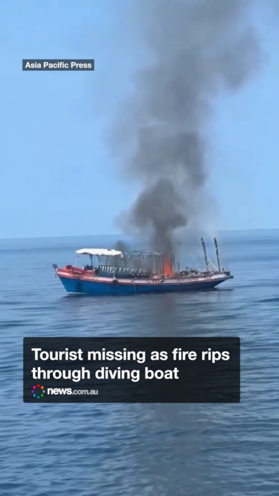 Tourist missing as fire rips through diving boat