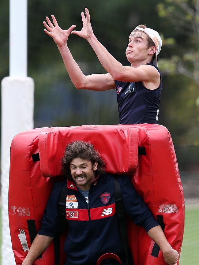 Bayley Fritsch at Melbourne training. Picture: Michael Klein