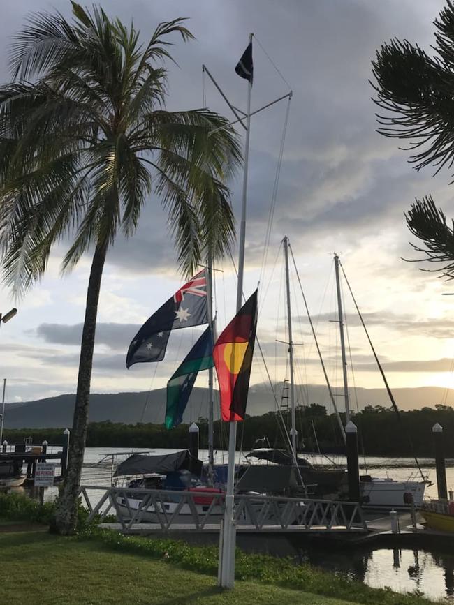 Flags at the Cairns Cruising Yacht Squadron this morning flying at half-mast.