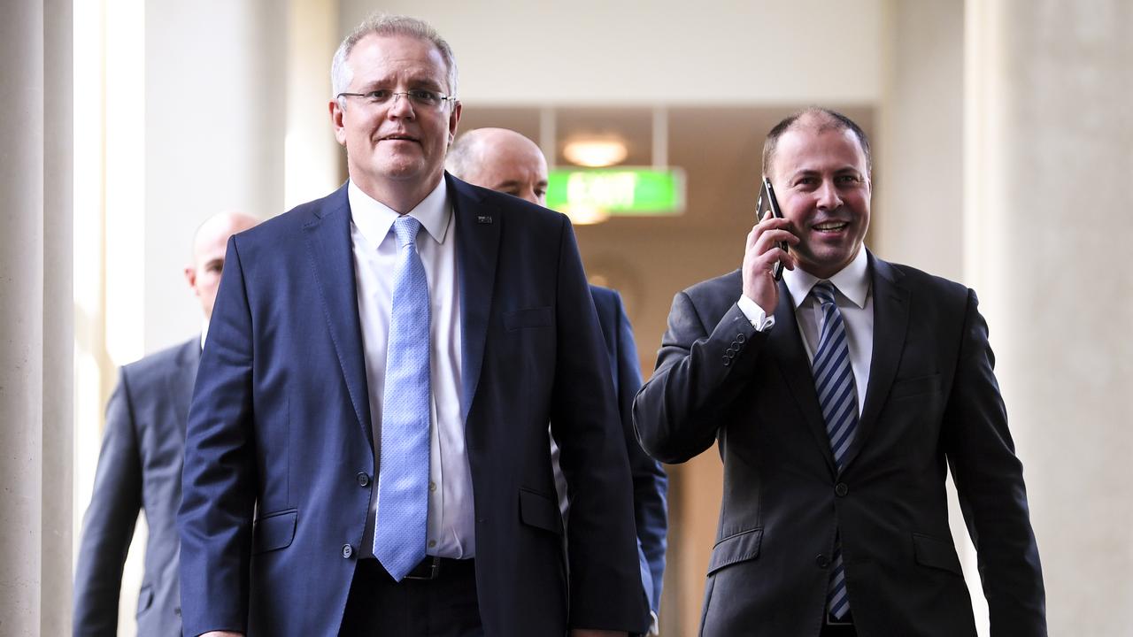 Our new Prime Minister Scott Morrison (left) with deputy leader of the Liberal party Josh Frydenberg. Picture: AAP