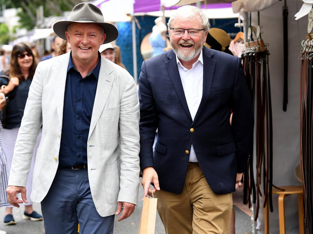 Anthony Albanese with Kevin Rudd last year. Picture: Darren England