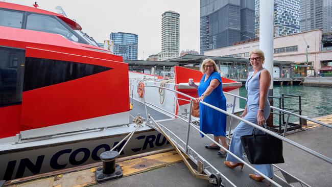 Kincoppal – Rose Bay Principal Erica Thomas and Kambala Principal Jane Danvers boarding the ferry.