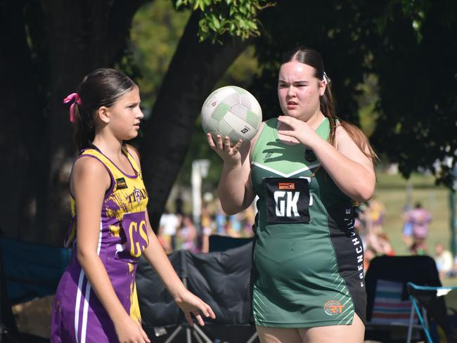 Action from Rockhampton Netball's annual Sullivan's Carnival at Jardine Park, Rockhampton, on May 24, 2025.