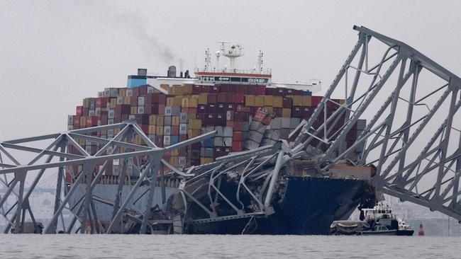 Cargo ship Dali collided with the Francis Scott Key Bridge on Wednesday local time causing it to collapse. Picture: Getty Images via AFP