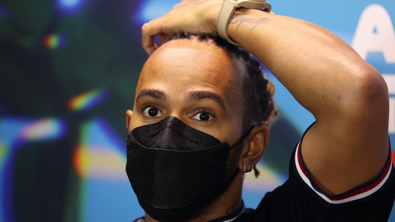 Lewis Hamilton has cleared the air about his late exchange with his Mercedes engineer. Photo: Getty Images