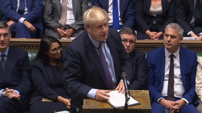 Boris Johnson addresses parliament after his timetable is voted down. Picture: AFP.