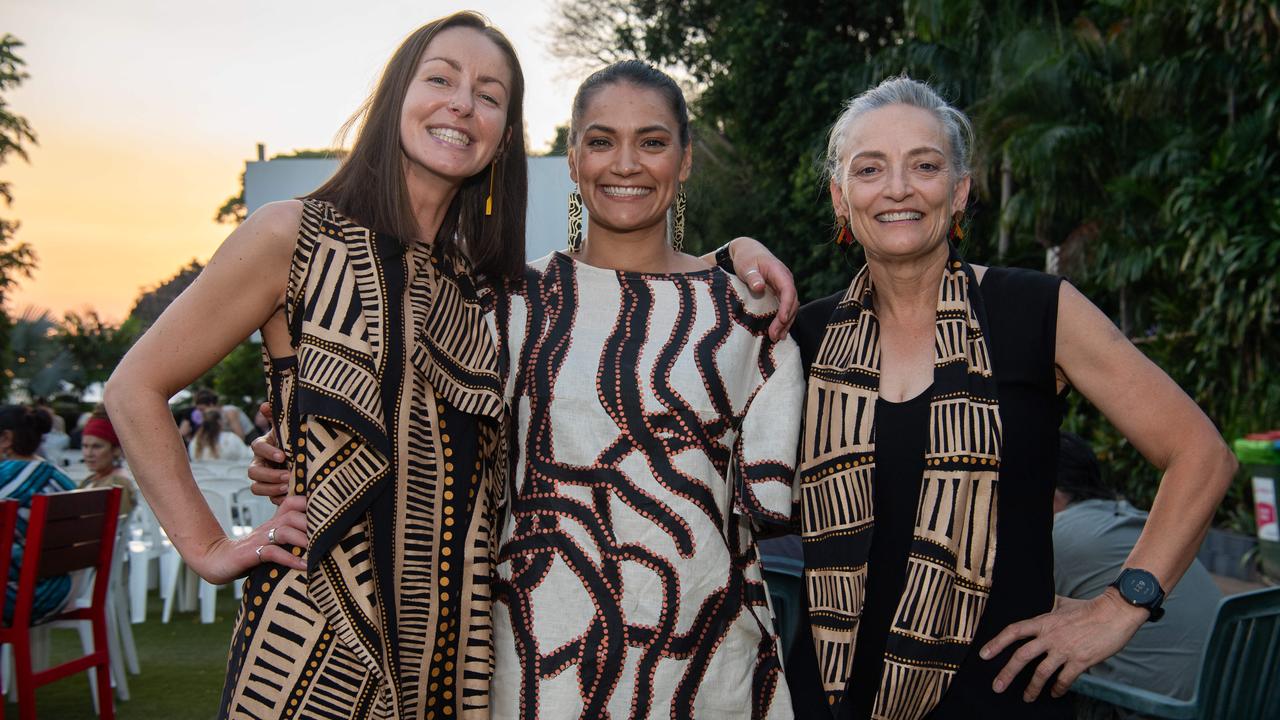 Alice van Meurs, Sarrita King and Minister Kate Worden at the 2024 National Indigenous Fashion Awards (NIFA). Picture: Pema Tamang Pakhrin