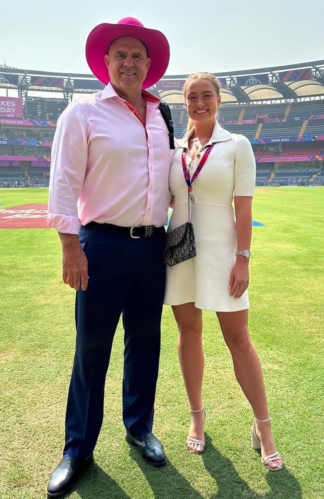 Grace and Matthew Hayden in India for the IPL. Picture: Supplied