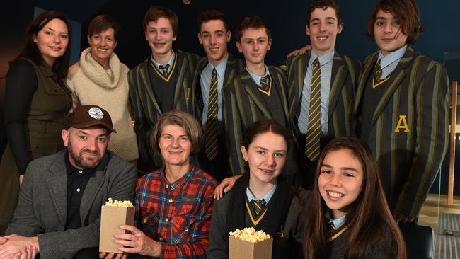 <i>Pawno</i> director and school parent Paul Ireland, bottom left, with teachers, students and parents. Picture: Chris Eastman