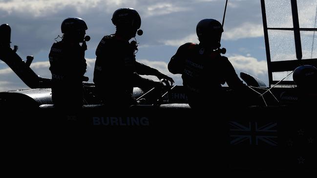 SYDNEY, AUSTRALIA - DECEMBER 15: New Zealand SailGP team train during a practice session ahead of SailGP on Sydney Harbour on December 15, 2021 in Sydney, Australia. (Photo by Cameron Spencer/Getty Images)