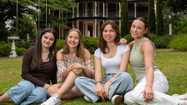 Seymour year 12 students (L-R) Milla Markou, Phoebe Rodger, Katherine Varley and Olivia Tudorovic. Picture: Naomi Jellicoe