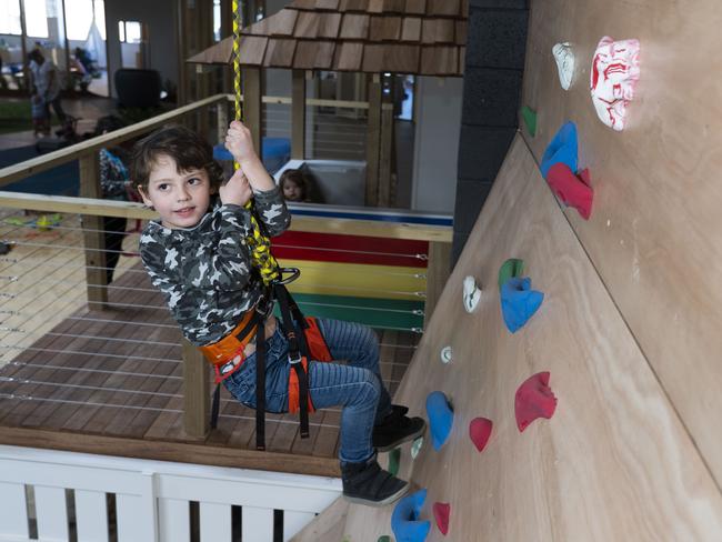 Paisley Park has a climbing wall and indoor beach to keep youngsters entertained. Picture: Matthew Vasilescu