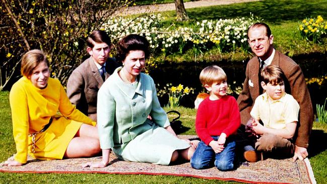 Queen Elizabeth and Prince Philip with their children (L-R) Princess Anne, Prince Charles, Prince Edward and Prince Andrew in 1968.