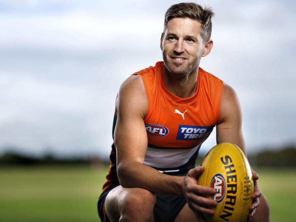 Callan Ward kicked the first goal for the GWS Giants. Picture: Phil Hillyard