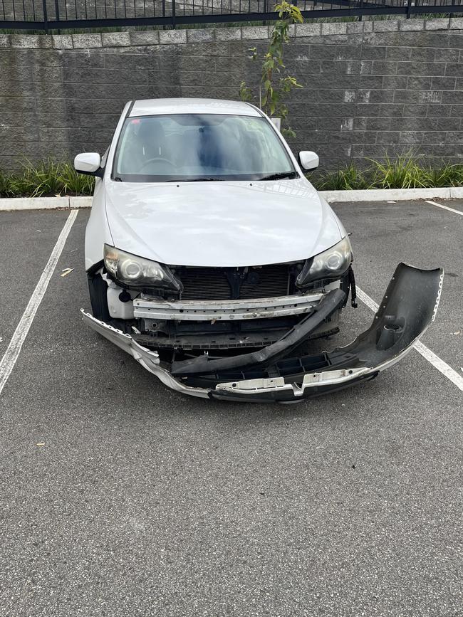 Bailey's car was damaged in a crash last November in the carpark.