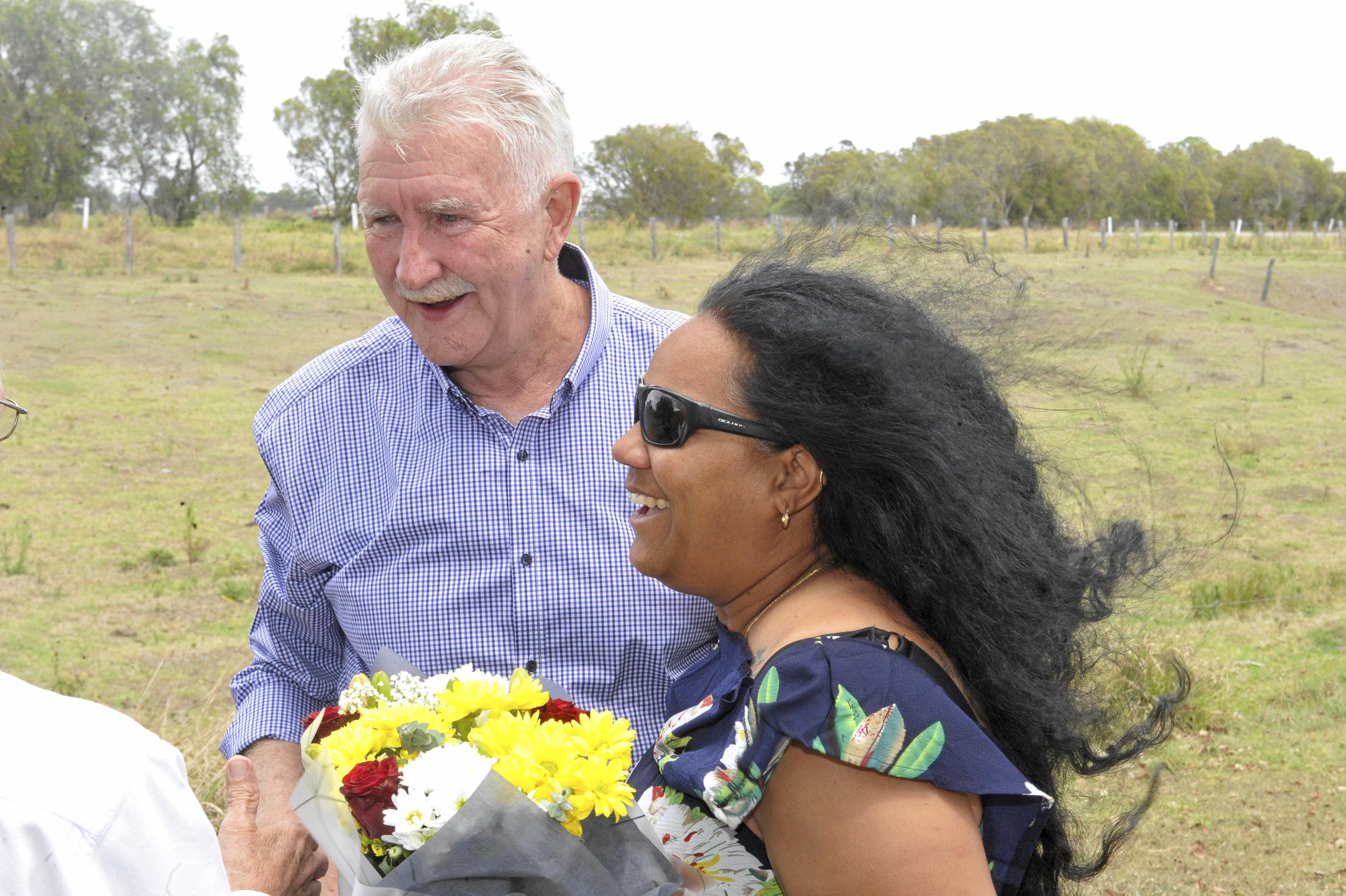 Former SES regional officer Bryan Robins meets survivor Natisha Pitt, 30 years after helping her at the scene.