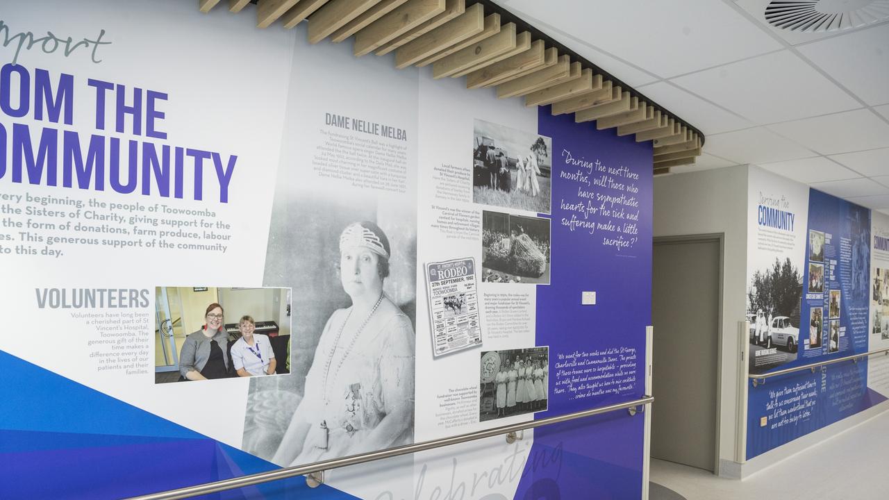 St Vincent's Private Hospital history wall in the emergency department, Friday, May 21, 2021. Picture: Kevin Farmer