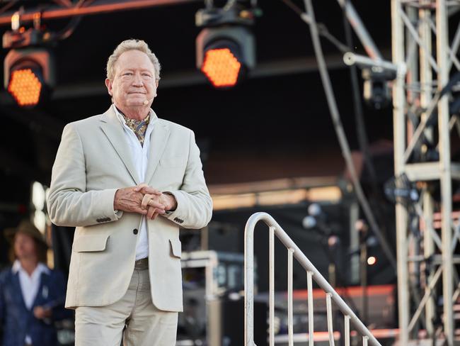 Andrew 'Twiggy' Forrest has marked the 20th anniversary of his iron ore giant Fortescue with an extravagant celebration in the middle of the Pilbara. Some 700 VIPs and guests were flown into Fortescue's Solomon iron ore mine from around Australia for the event. Picture: SoCo Studios