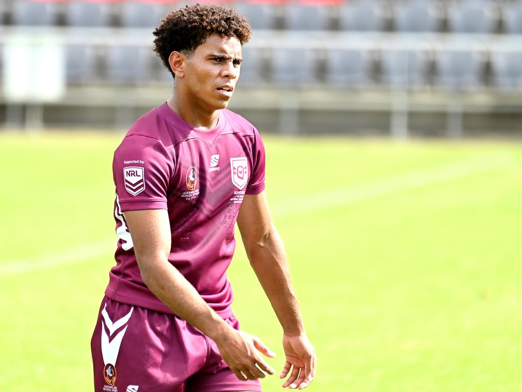 Matua Brown playing for Queensland at the ASSRL national championships. Picture, John Gass