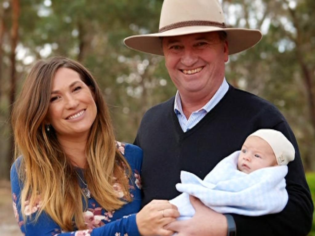 Vikki Campion and Barnaby Joyce with Sebastian in June 2018. Picture: Channel 7