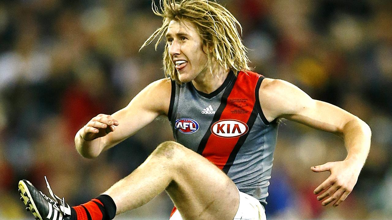 Round 20: Richmond v Essendon AFLR2014 Picture:Wayne Ludbey Dyson Heppell kicks at goal in the last term