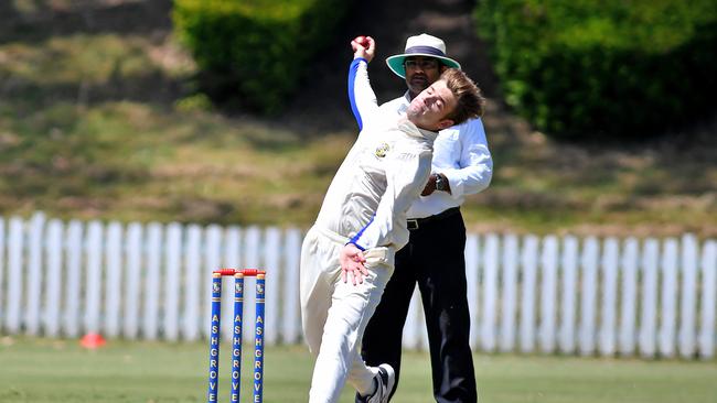 Marist College Ashgrove bowler Baxter White. Picture, John Gass