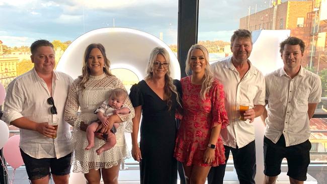 Jack with his family: Rhianna, baby Jackson, Rebecca, Brittni, Rodney and Charlie.