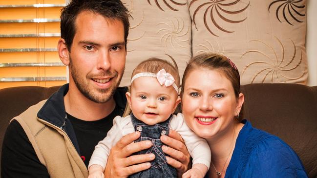 Andrea Lehane with husband, James, and their daughter. Picture: Facebook