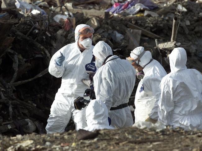 Police search a rubbish dump on the Mornington Peninsula for Anna and Gracie's remains. Picture: Brett Hartwig