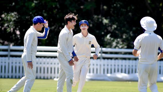 Marist College Ashgrove bowler Jessie O'Neil gets a wicket. Picture, John Gass