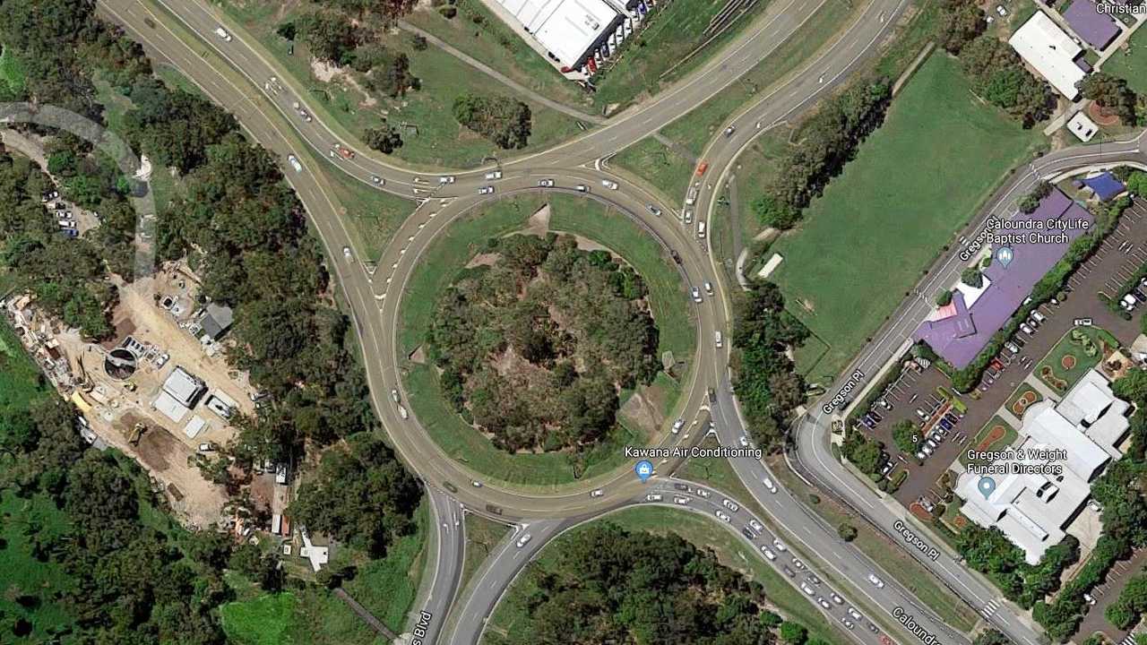 The State Government plans to install traffic lights at the intersection of Nicklin Way and Caloundra Road as part of its proposed upgrades for the junction. Picture: Google Maps