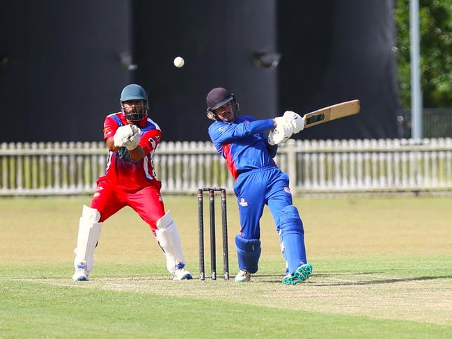 Pictured: Adam Trewin. Mulgrave v Barron River at Minniecon Gregory Oval – Walker Road Precinct. Cricket Far North First Grade 2024. Photo: Gyan-Reece Rocha.