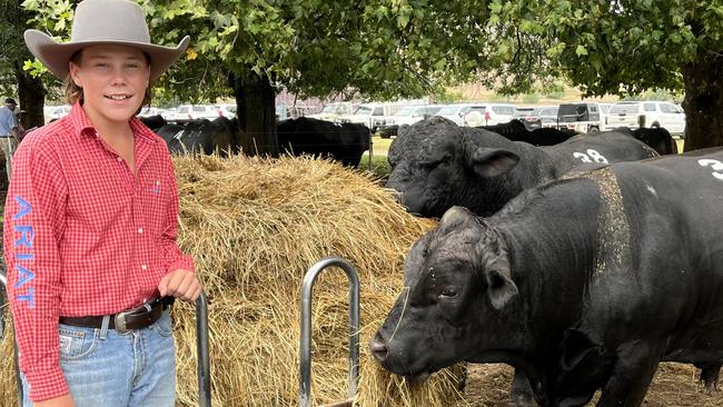 Henry Brewer, Brewer Beef, Tallangatta Valley, with lot 33, a Sim-Angus bull which made $9500.