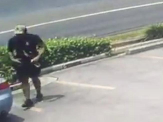 CCTV of the shooter Tevita Daunibau at a petrol station in Picton.