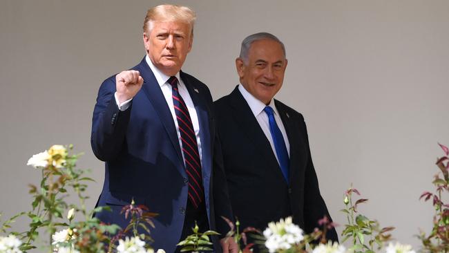 Donald Trump with Israeli Prime Minister Benjamin Netanyahu at the White House in Washington in 2020.