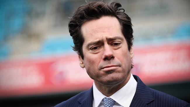 AFL CEO Gillon McLachlan has fronted a parliamentary inquiry over his role in lobbying Home Affairs Minister Peter Dutton to save a French au pair from being deported. Picture: Luke Bowden