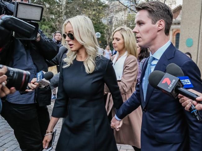 Roxy Jacenko and Oliver Curtis arrive at NSW Supreme Court for his sentencing. Picture Craig Greenhill