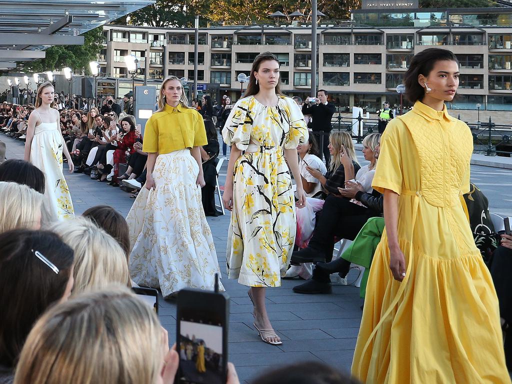 Models walk the runway during the Aje show at Mercedes-Benz Fashion Week. Picture: Lisa Maree Williams/Getty Images. 